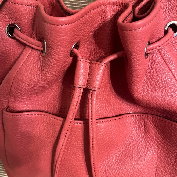 NWT COACH Avery Leather Drawstring Bucket Bag in Tea Rose/Coral - Picture 7 of 14